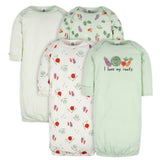4-Pack Baby Neutral Happy Veggies Gowns-Gerber Childrenswear Wholesale