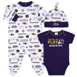 3-Piece Baby Boys Ravens Bodysuit, Sleep 'N Play, and Cap Set-Gerber Childrenswear Wholesale