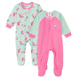 2-Pack Baby Girls Unicorn Blanket Sleepers-Gerber Childrenswear Wholesale