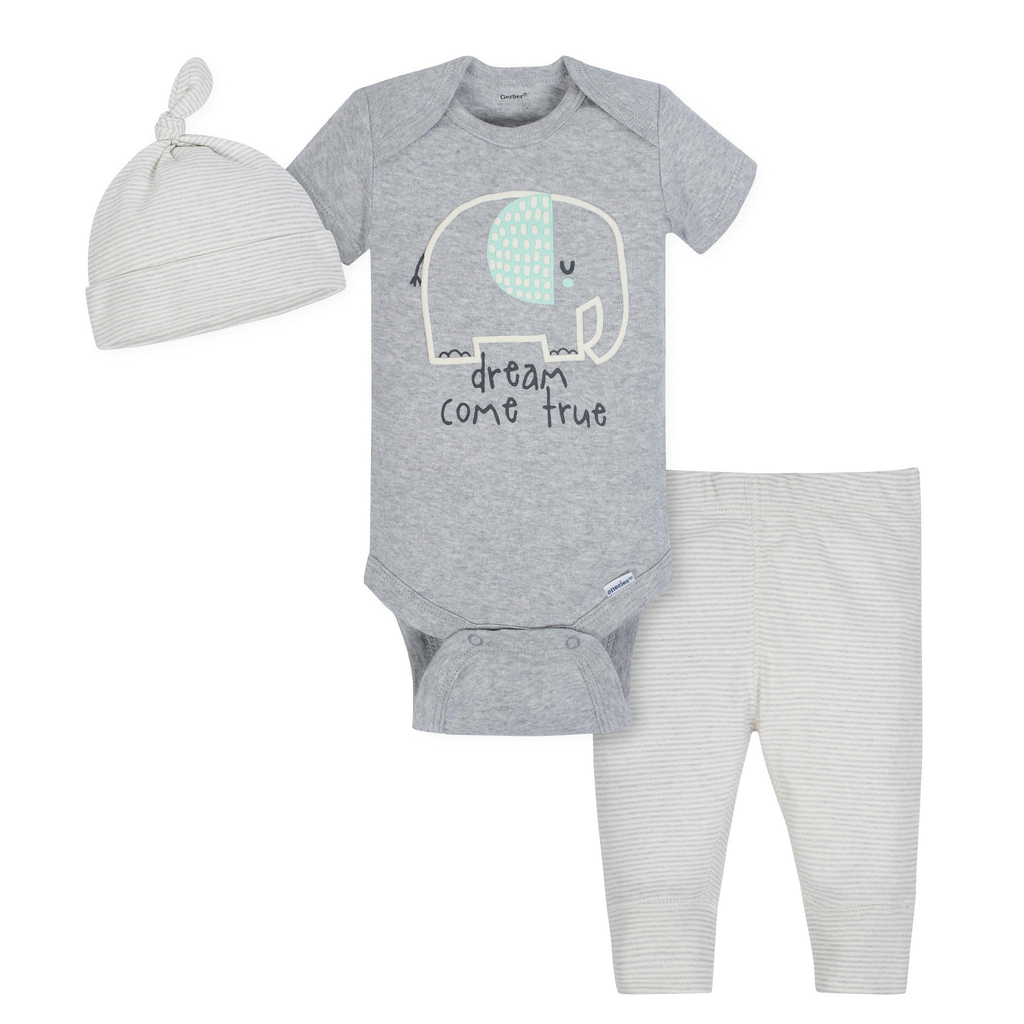 3-Piece Organic Baby Neutral Elephant Take Me Home Set-Gerber Childrenswear Wholesale