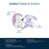 2-Piece Baby Bunny & Hedgehog Rattle and Teether Set-Gerber Childrenswear Wholesale