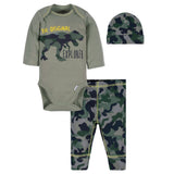 3-Piece Baby Boys Dinosaur Bodysuit, Pant, & Cap Set-Gerber Childrenswear Wholesale