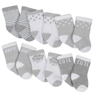6-Pack Baby Neutral Lamb Wiggle-Proof Crew Socks-Gerber Childrenswear Wholesale