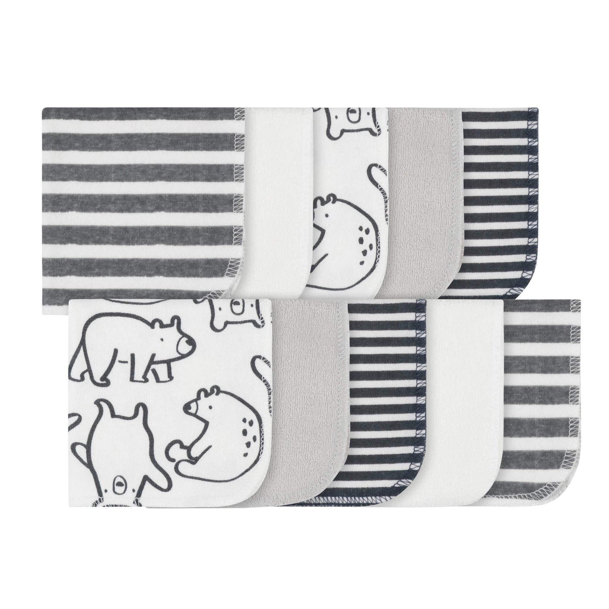 10-Pack Baby Boys Bear Washcloths-Gerber Childrenswear Wholesale