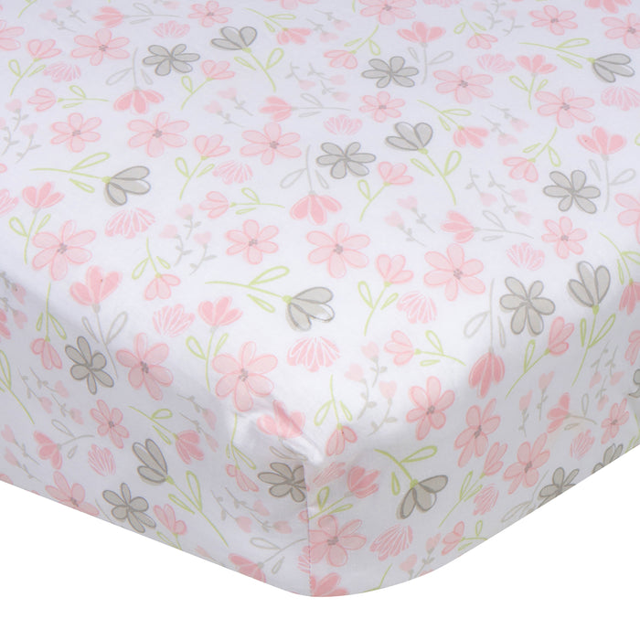 Baby Girls Flowers Fitted Crib Sheet-Gerber Childrenswear Wholesale