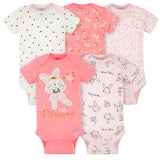 5-Pack Baby Girls Ballerina Short Sleeve Onesies Bodysuits-Gerber Childrenswear Wholesale