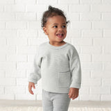Infant & Toddler Oatmeal Heather Striped Sweater With Pocket-Gerber Childrenswear Wholesale