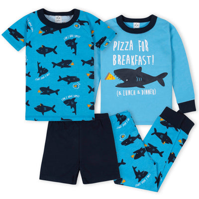 4-Piece Boys Sharks Cotton Pajamas-Gerber Childrenswear Wholesale