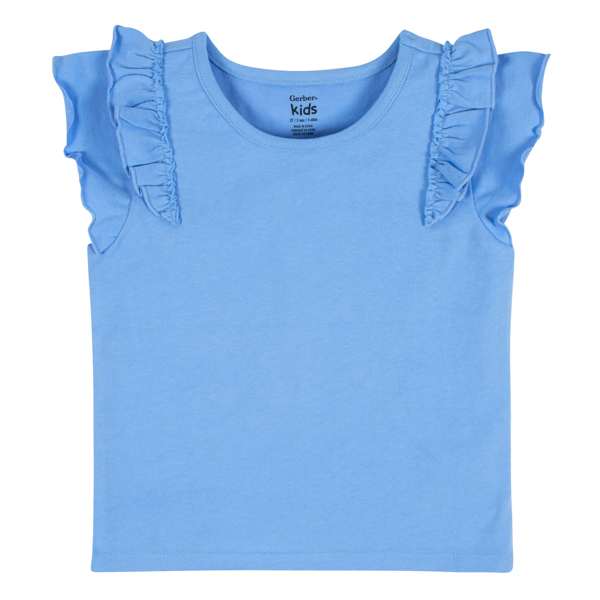 2-Pack Infant & Toddler Girls Blue Double Ruffle Tops-Gerber Childrenswear Wholesale