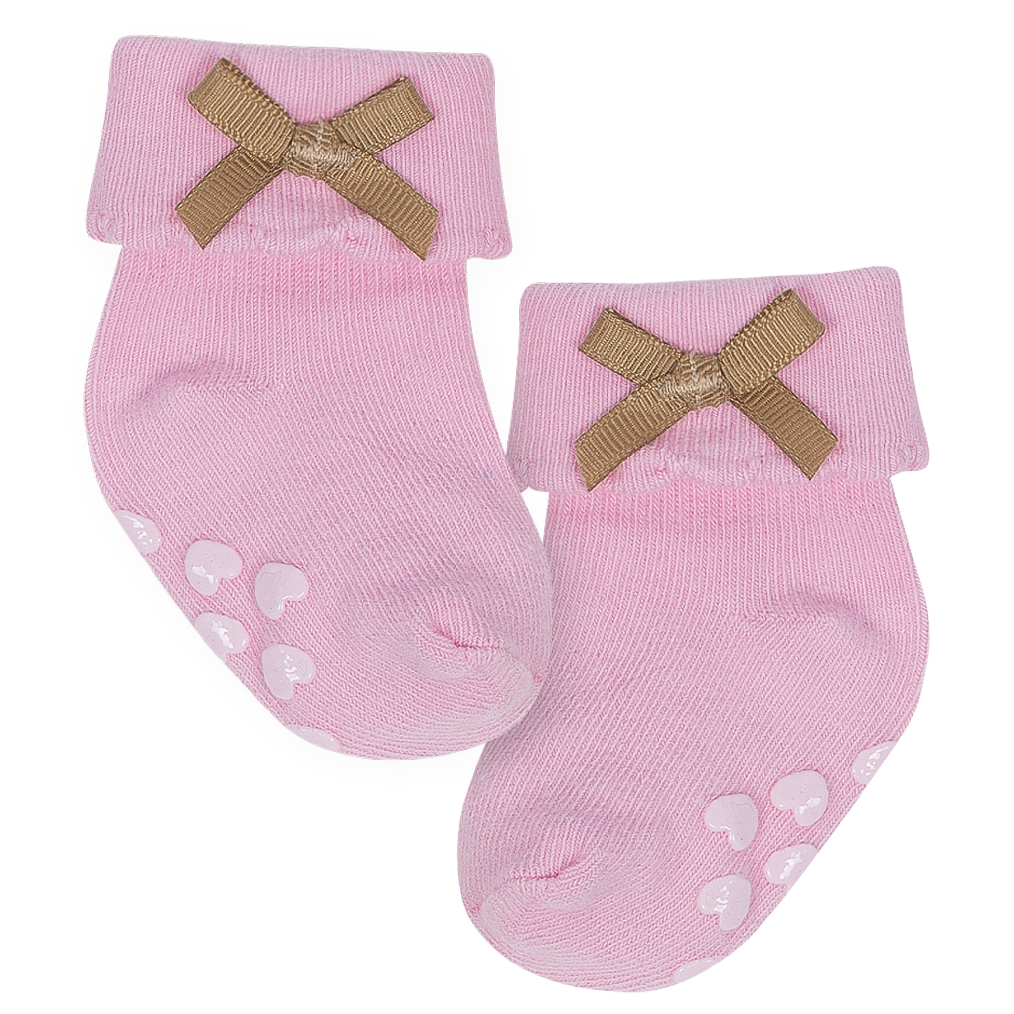 Just Born® 6-Pack Baby Girls Bunny Organic Wiggle Proof Bootie Socks-Gerber Childrenswear Wholesale