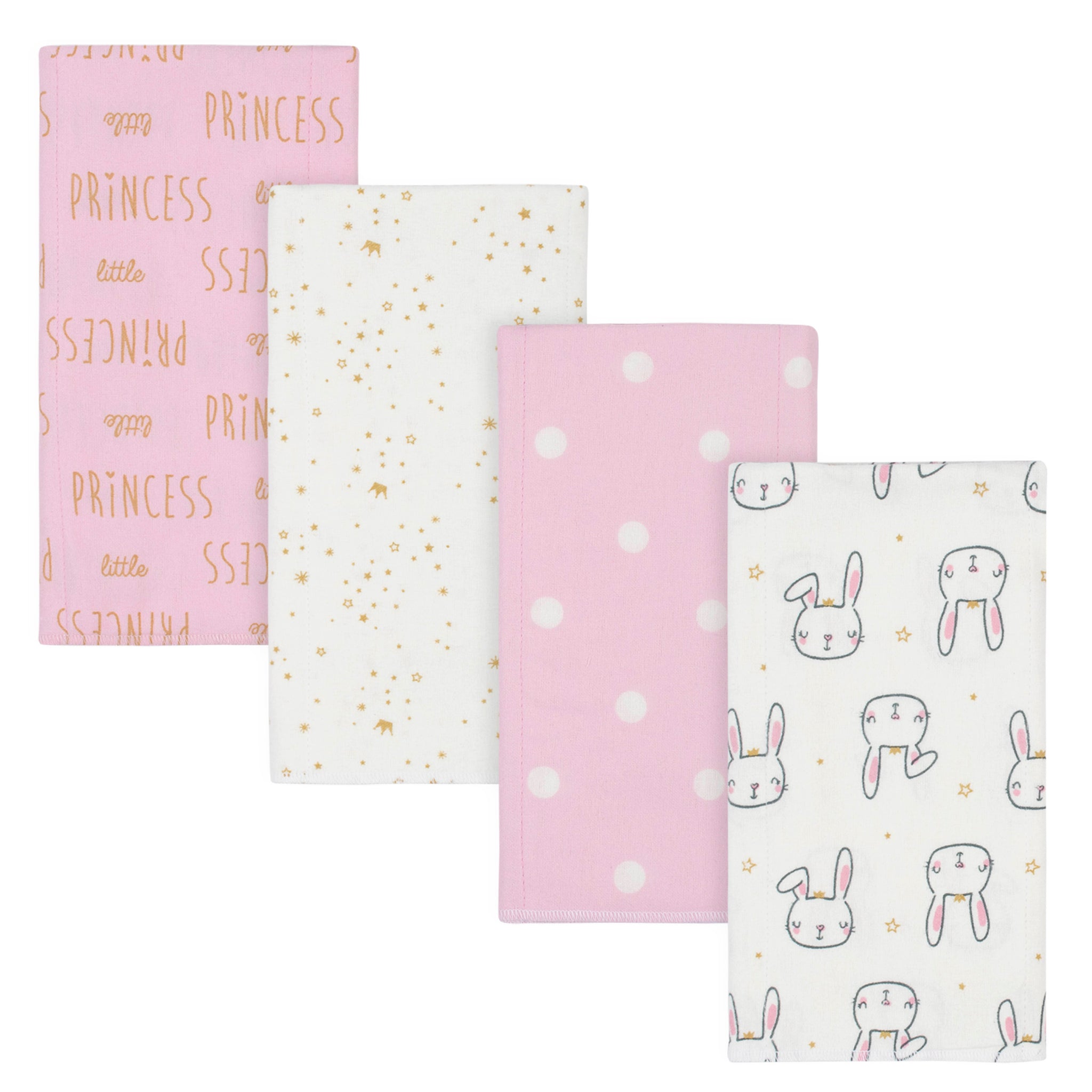4-Pack Baby Girls Princess Flannel Burp Cloths-Gerber Childrenswear Wholesale