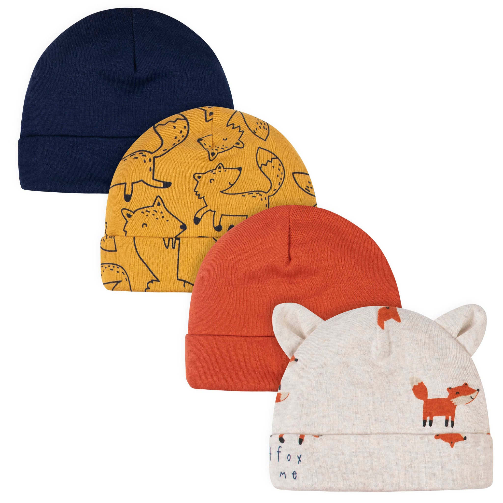 4-Pack Baby Boys Fox Caps-Gerber Childrenswear Wholesale