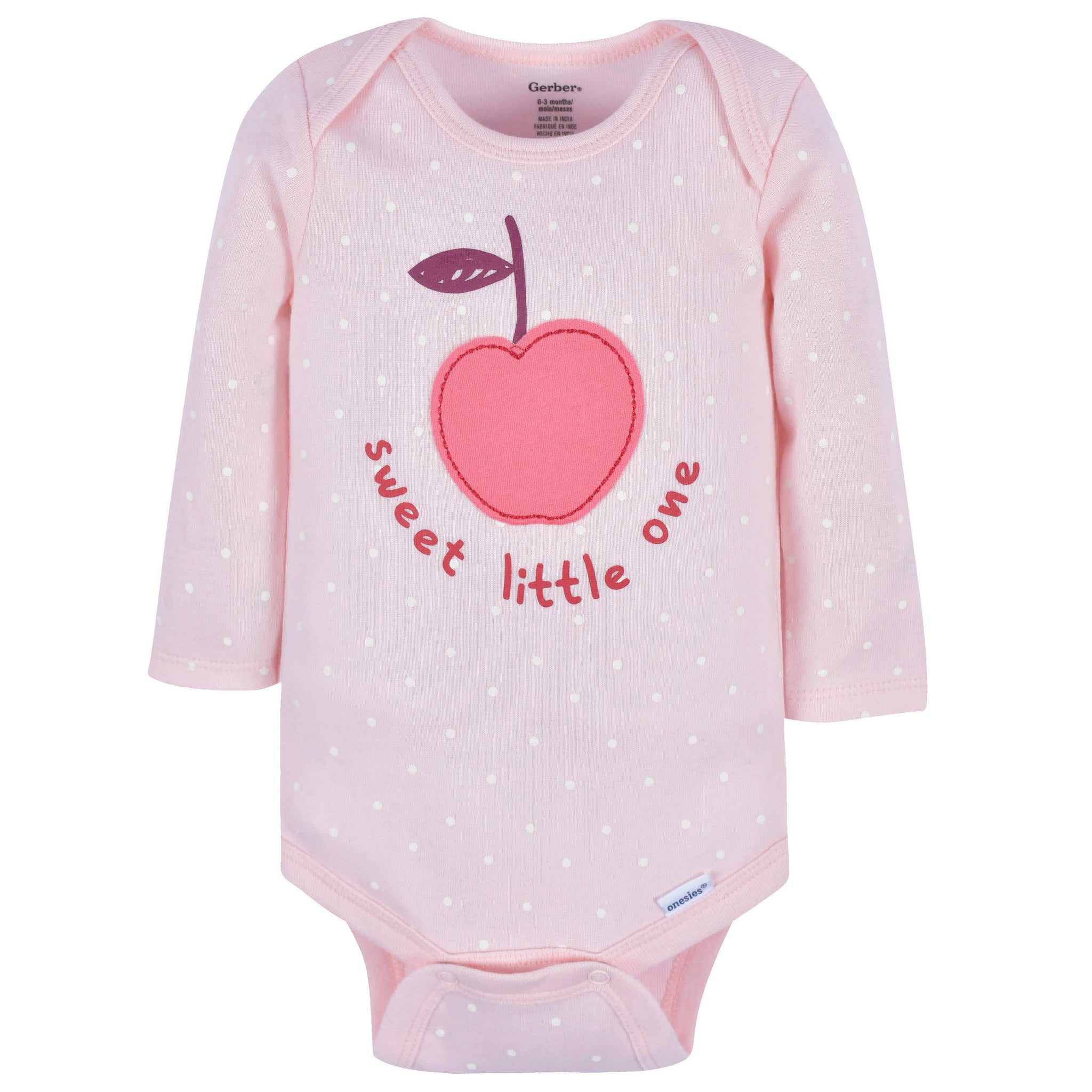 3-Pack Baby Girls Apple Bouquets Long Sleeve Onesies® Bodysuits-Gerber Childrenswear Wholesale