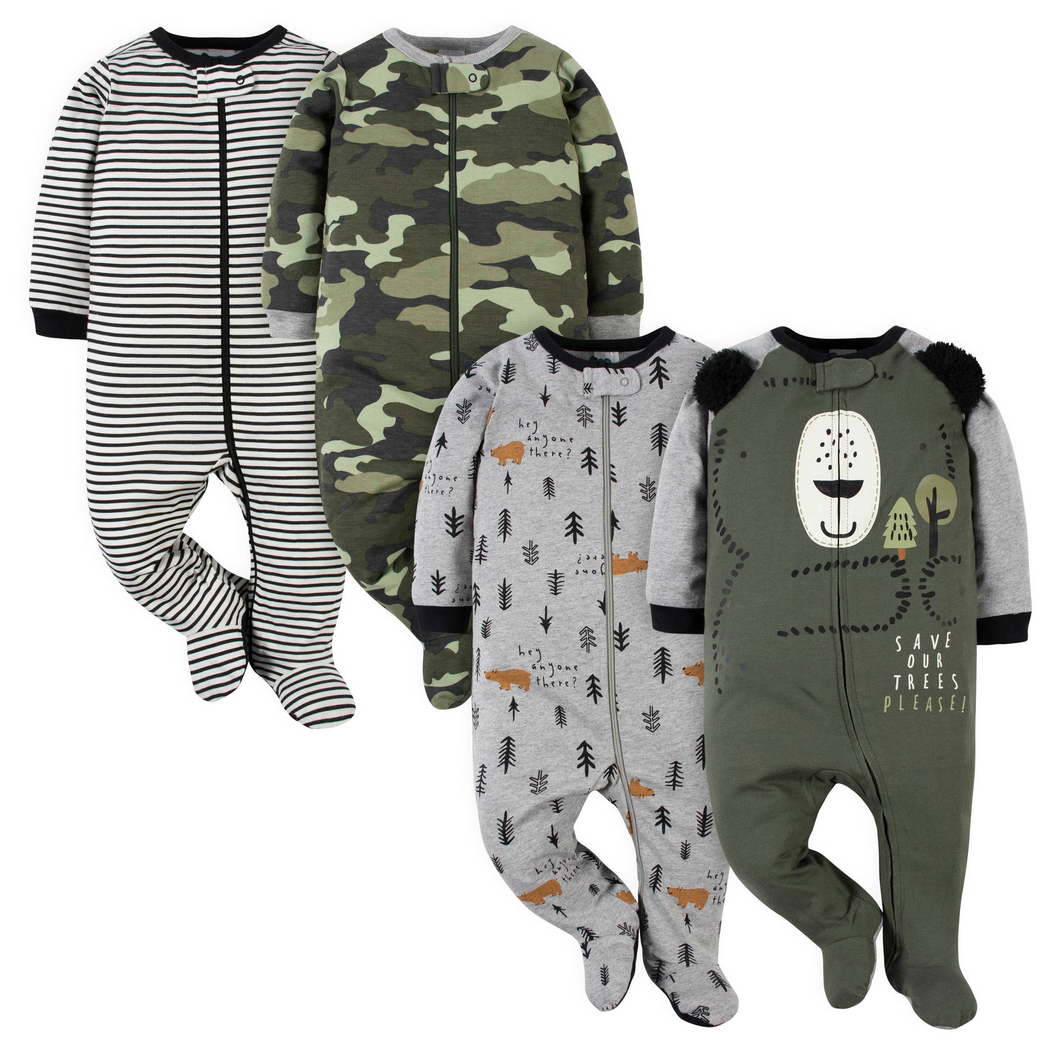 4-Pack Baby Boys Bear Sleep 'N Plays-Gerber Childrenswear Wholesale