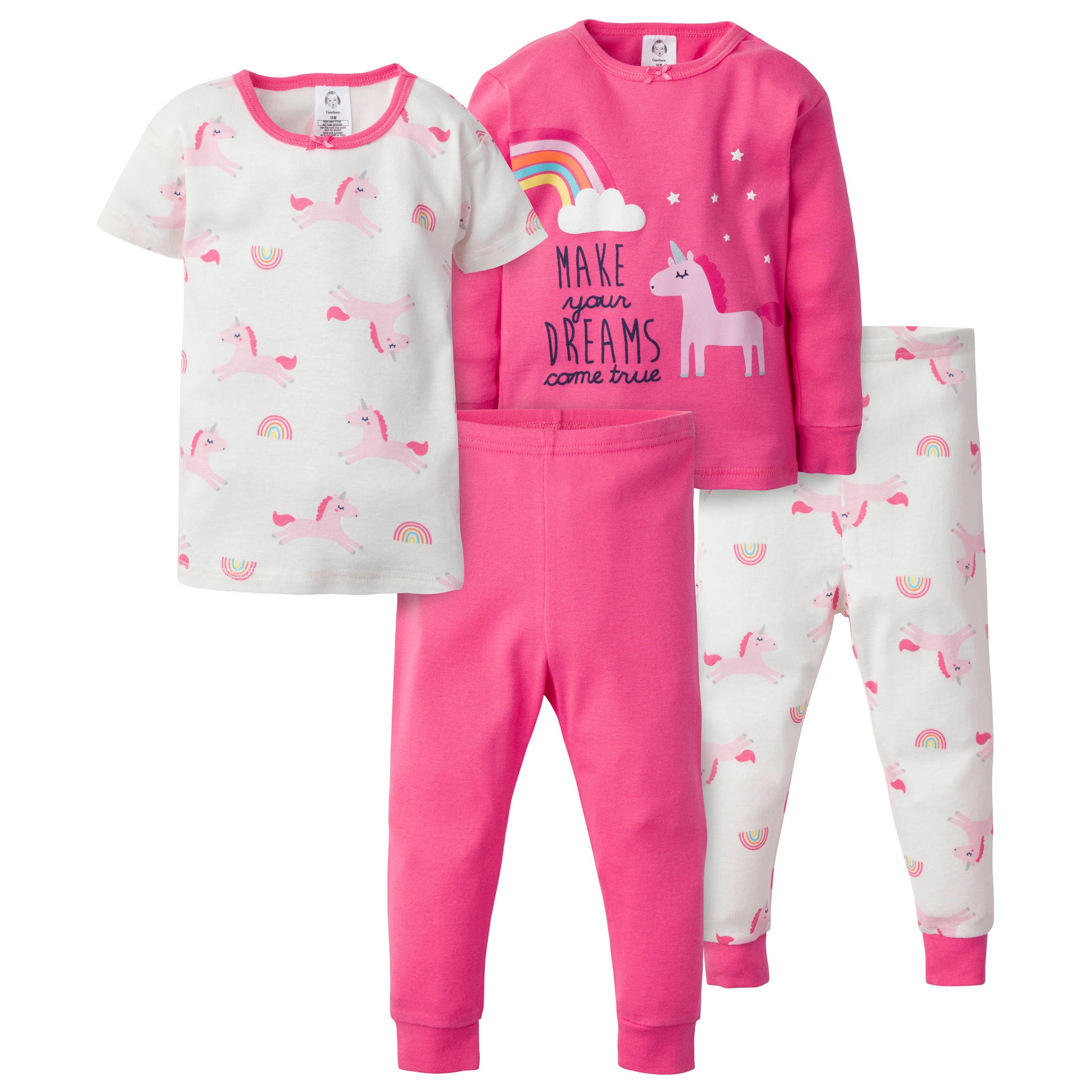 4-Piece Baby Girls Dreams Come True Cotton Pajamas-Gerber Childrenswear Wholesale