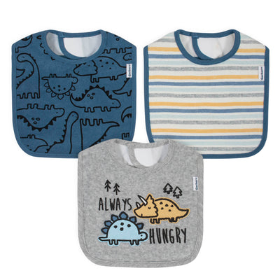 3-Pack Baby Boys Dinosaur Terry Bibs-Gerber Childrenswear Wholesale