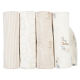 4-Pack Baby Neutral Safari Flannel Receiving Blankets-Gerber Childrenswear Wholesale