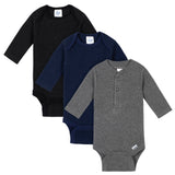 3-Pack Baby Boys Solid Thermal Long Sleeve Onesies® Bodysuits-Gerber Childrenswear Wholesale