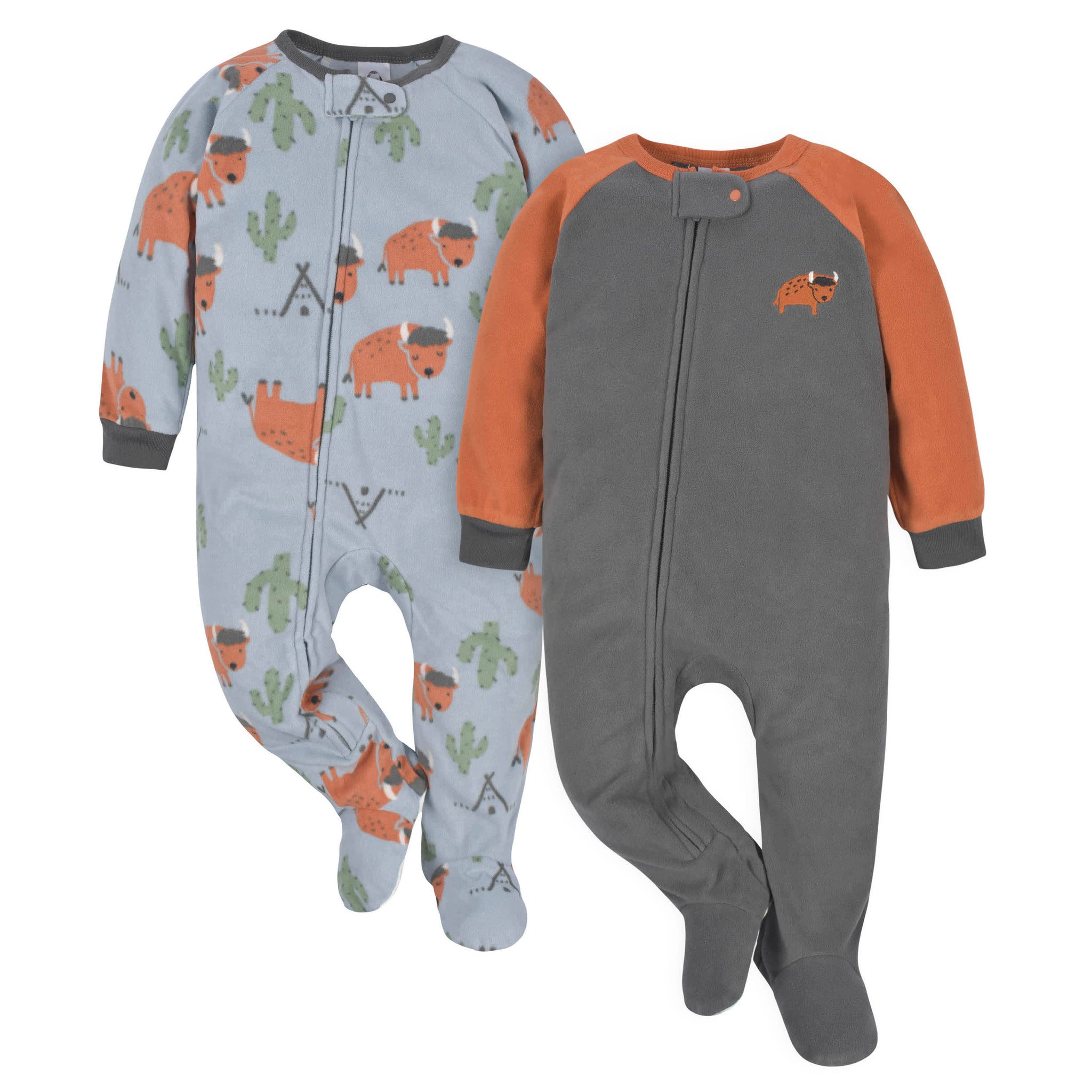 2-Pack Baby & Toddler Boys Gray Buffalo Fleece Pajamas-Gerber Childrenswear Wholesale