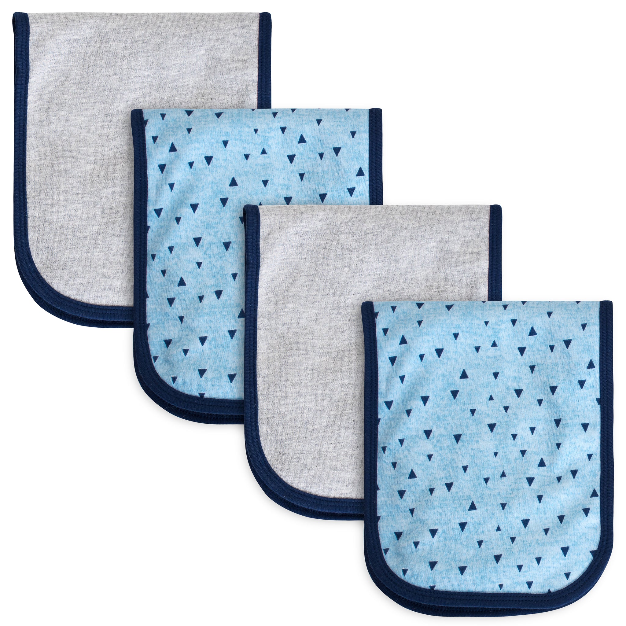 4-Pack Baby Boys Blue Triangle Burp Cloths-Gerber Childrenswear Wholesale