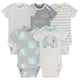 5-Pack Organic Baby Neutral Elephant Stripe Onesies® Bodysuits-Gerber Childrenswear Wholesale