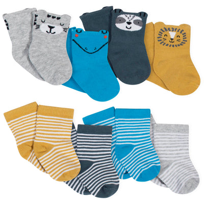 8-Pack Boys Wild Animals Jersey Crew Socks-Gerber Childrenswear Wholesale