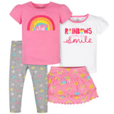 4-Piece Girls Rainbows Skirted Panty, Shirts and Slim Pant Set-Gerber Childrenswear Wholesale