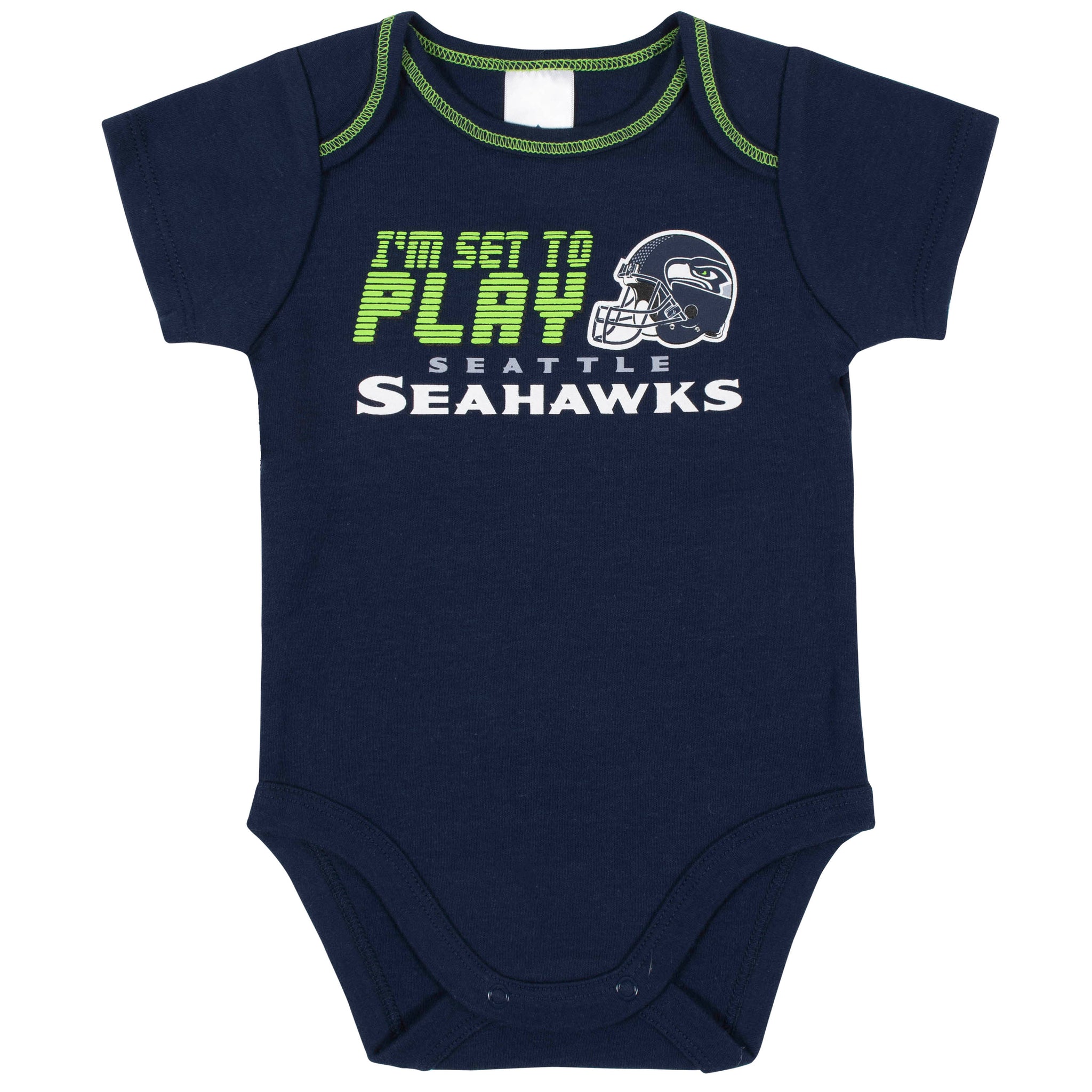 3-Piece Baby Boys Seahawks Bodysuit, Sleep 'N Play, and Cap Set-Gerber Childrenswear Wholesale