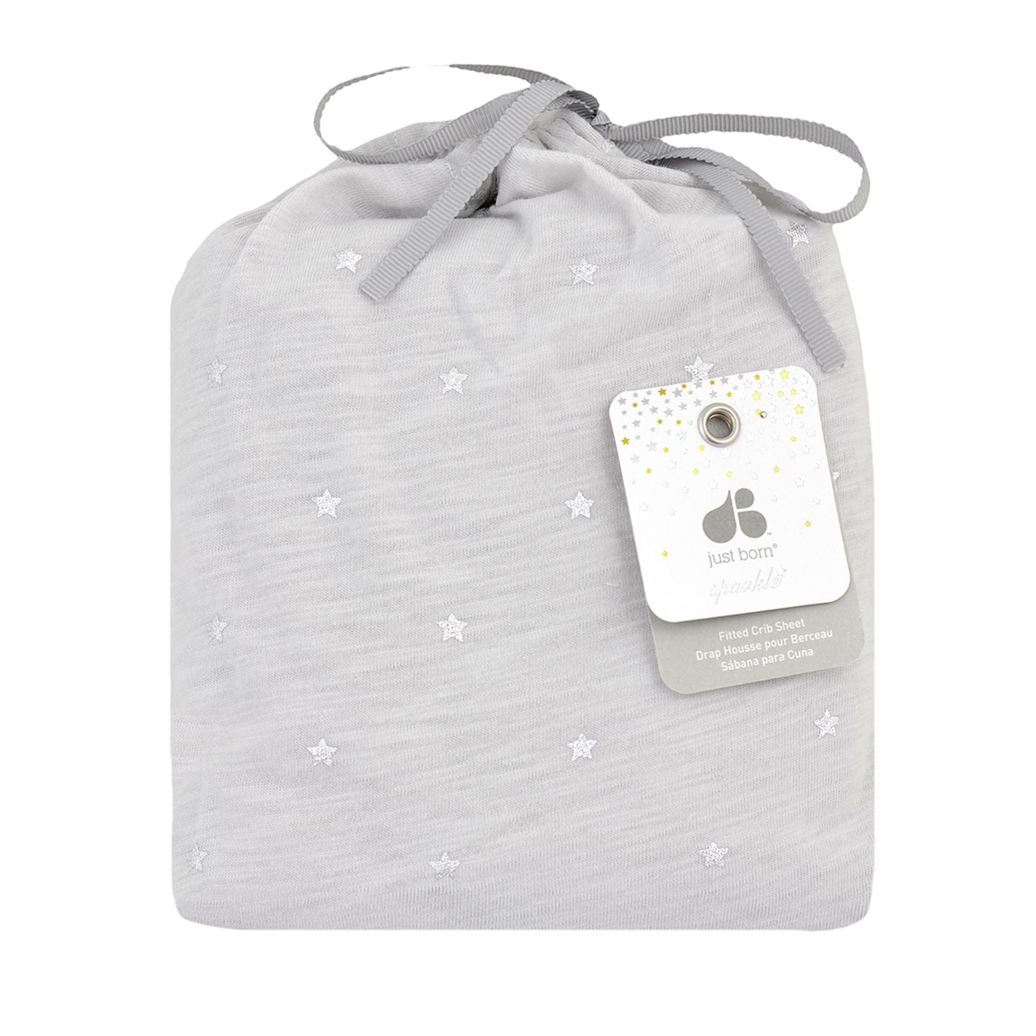 Baby Neutral Metallic Star Gray Jersey Knit Crib Sheet-Gerber Childrenswear Wholesale
