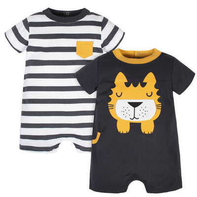 2-Pack Baby Boys Wild at Heart Tiger Rompers-Gerber Childrenswear Wholesale