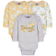 3-Pack Baby Girls Golden Flowers Long Sleeve Onesies® Bodysuits-Gerber Childrenswear Wholesale