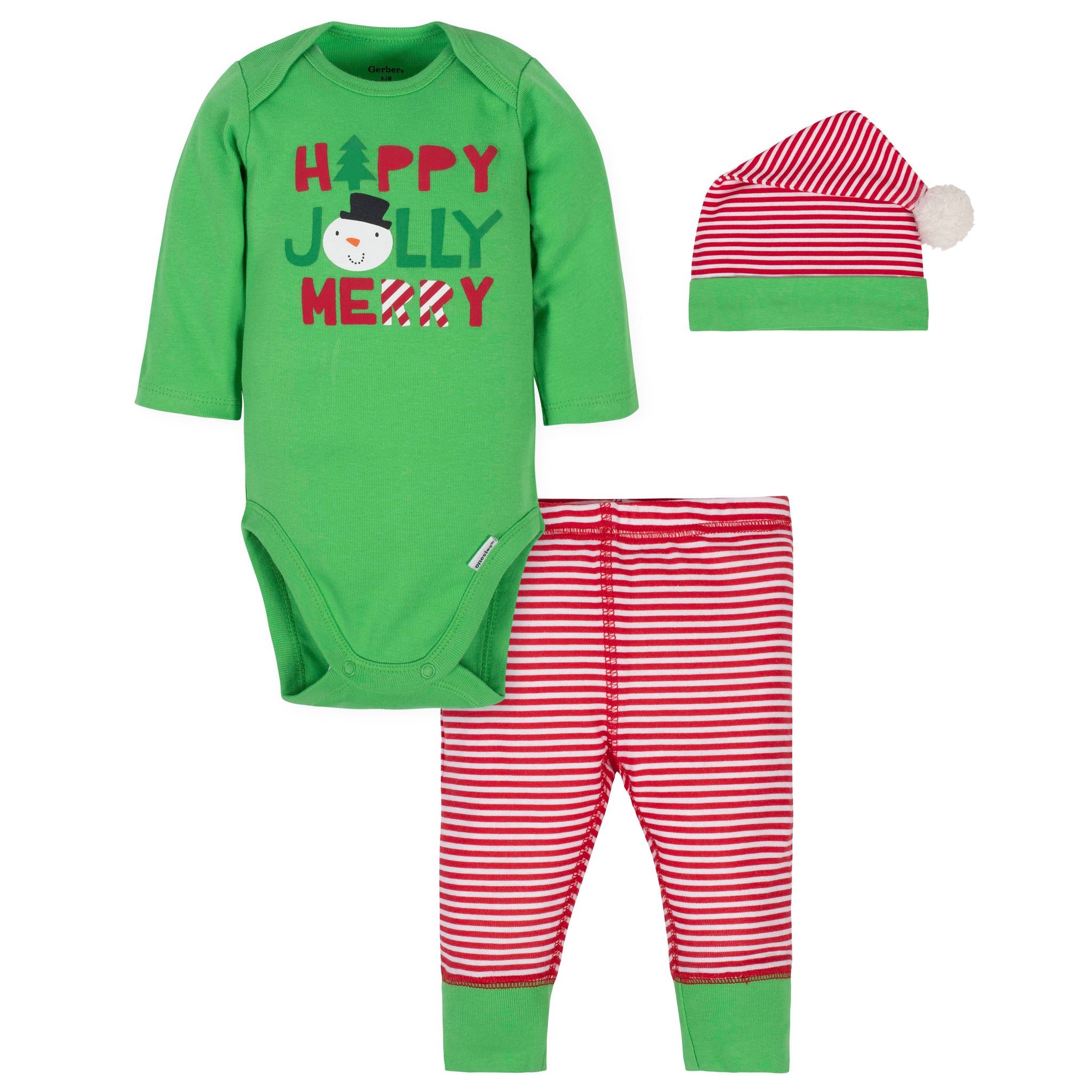 3-Piece Baby Boys Jolly Holiday Bodysuit, Pant, & Cap Set-Gerber Childrenswear Wholesale