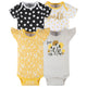 4-Pack Baby Girls Yellow Garden Short Sleeve Onesies® Bodysuits-Gerber Childrenswear Wholesale