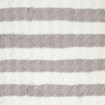 Just Born® Grey and White Striped Cable Knit Blanket-Gerber Childrenswear Wholesale
