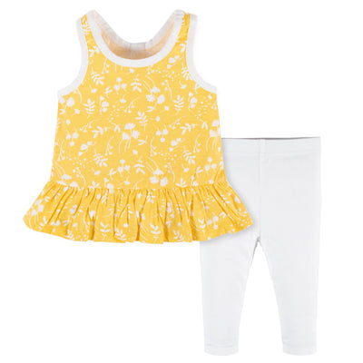 2-Piece Baby Girls Yellow Garden Sleeveless Tunic & Legging Set-Gerber Childrenswear Wholesale