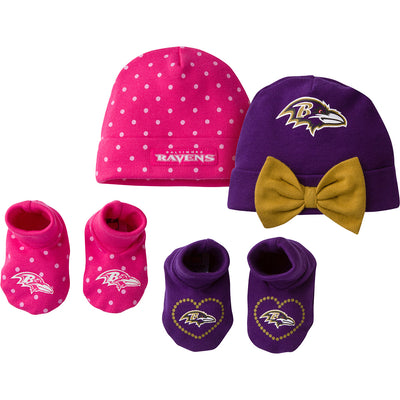NFL 2-Piece Baby Girls Ravens Cap and Booties Set-Gerber Childrenswear Wholesale