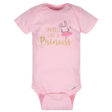 5-Pack Baby Girls Princess Short Sleeve Onesies® Bodysuits-Gerber Childrenswear Wholesale