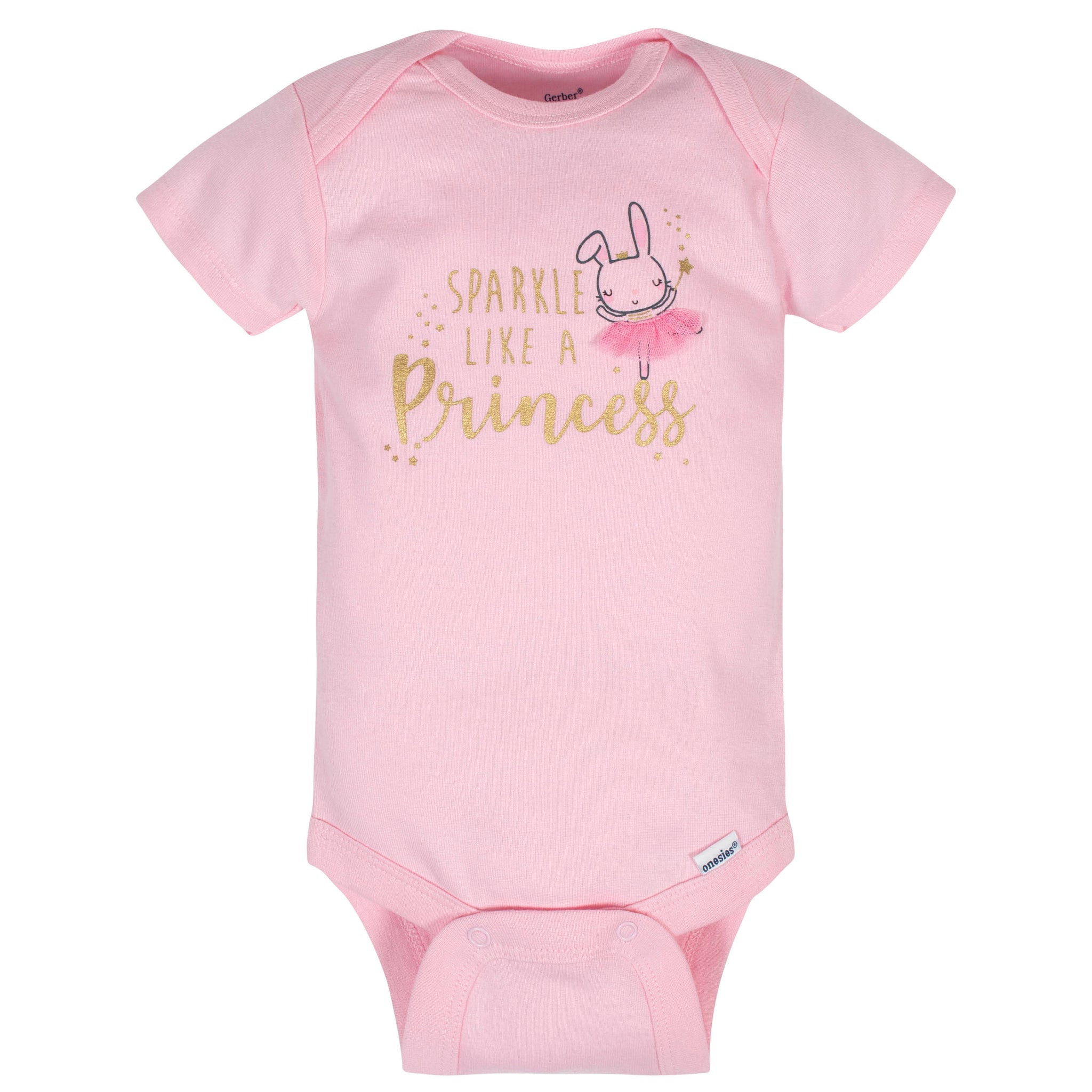 5-Pack Baby Girls Princess Short Sleeve Onesies® Bodysuits-Gerber Childrenswear Wholesale