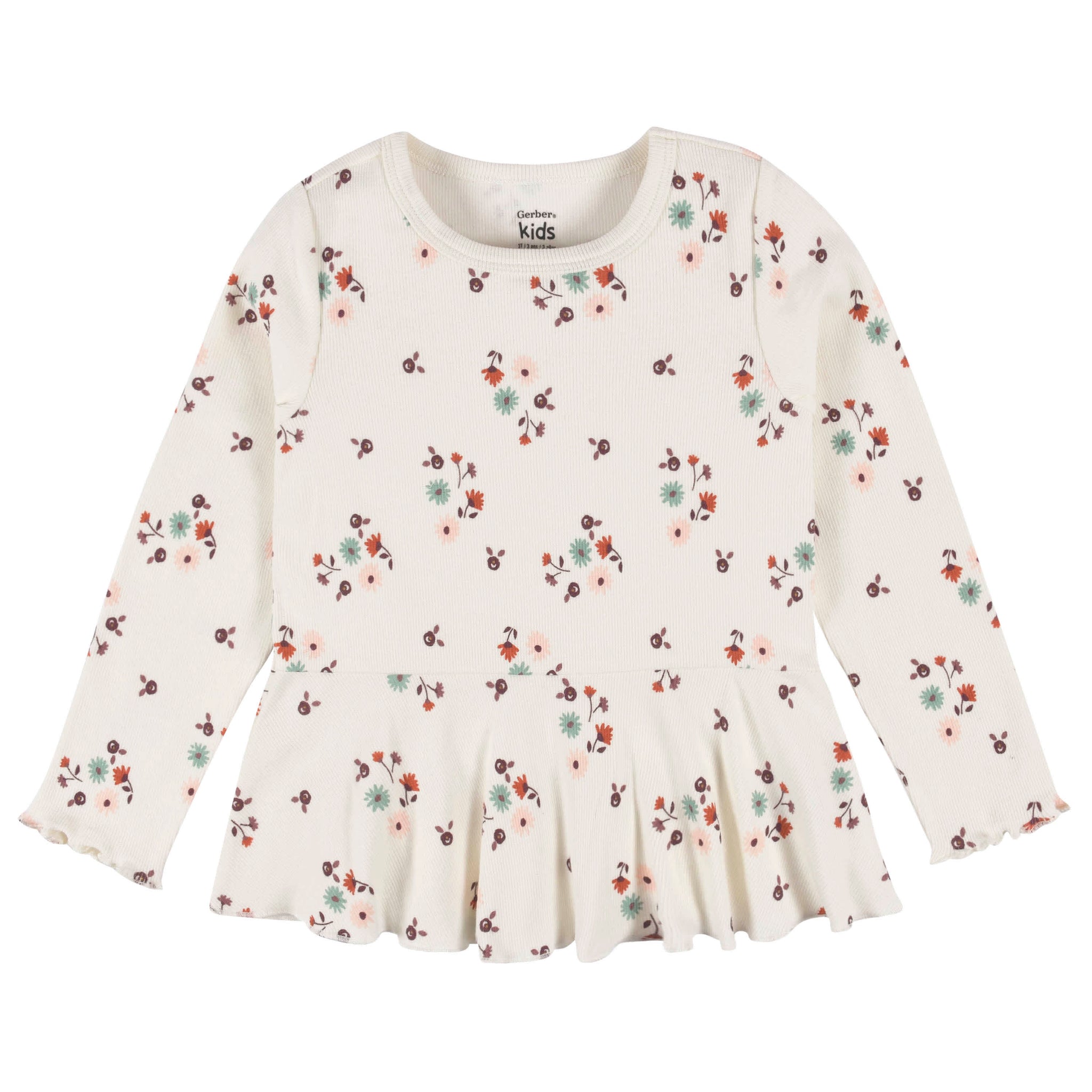 2-Pack Infant & Toddler Girls Mint Floral Peplum Tops-Gerber Childrenswear Wholesale