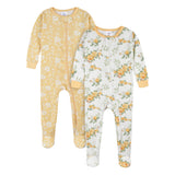 2-Pack Baby & Toddler Girls Golden Flowers Snug Fit Footed Cotton Pajamas-Gerber Childrenswear Wholesale