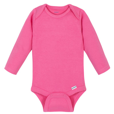 Premium Long Sleeve Onesies® Bodysuit in Hot Pink-Gerber Childrenswear Wholesale