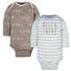 2-Pack Organic Baby Boys Hugs Onesies® Brand Long Sleeve Bodysuits-Gerber Childrenswear Wholesale