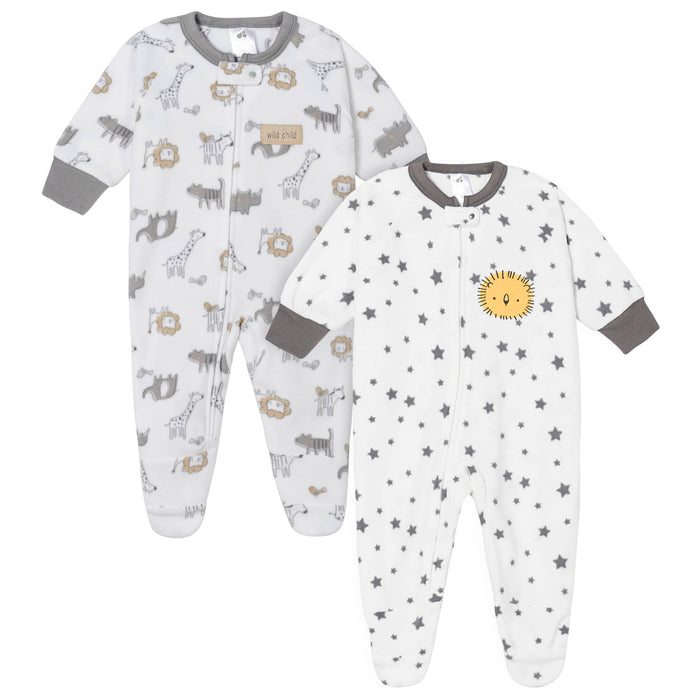 2-Pack Baby Boys Animals & Stars Blanket Sleepers-Gerber Childrenswear Wholesale