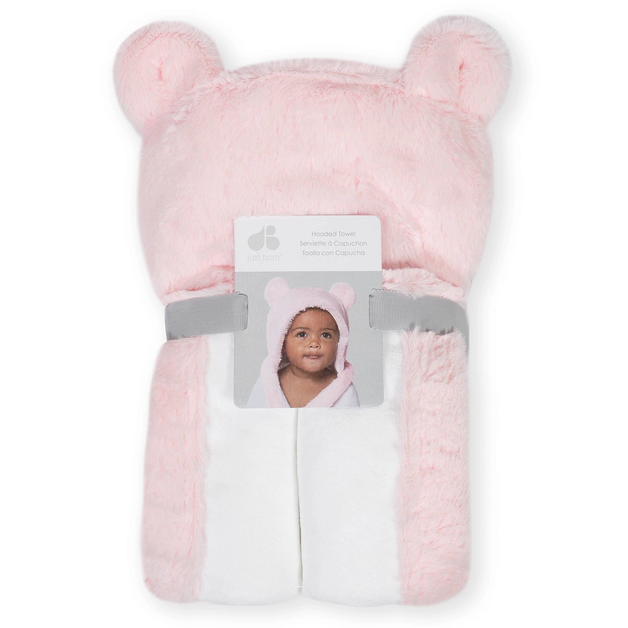 Baby Girls Pink Bear Cuddle Plush Hooded Bath Wrap-Gerber Childrenswear Wholesale