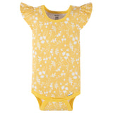 4-Pack Baby Girls Yellow Garden Short Sleeve Onesies® Bodysuits-Gerber Childrenswear Wholesale