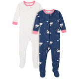 2-Pack Girls Dreams Snug Fit Footed Cotton Pajamas-Gerber Childrenswear Wholesale