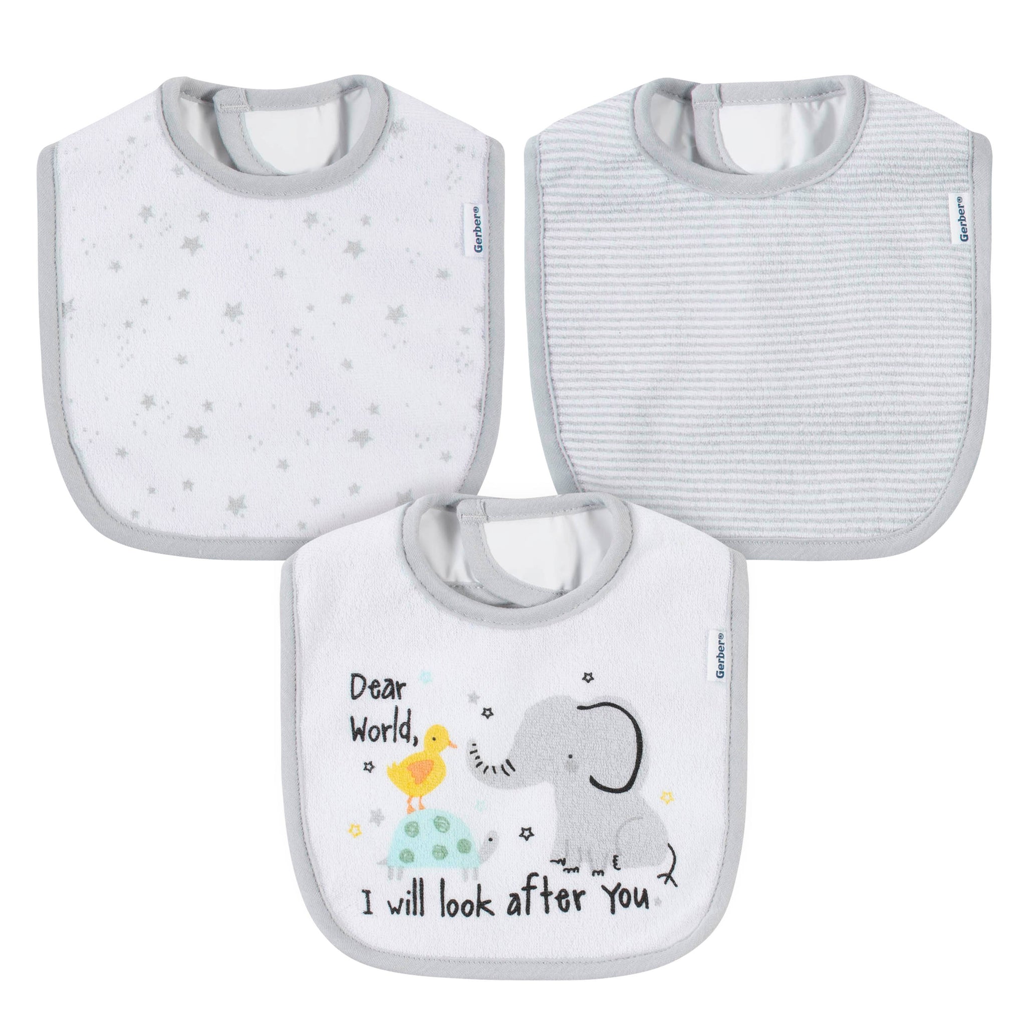 3-Pack Baby Neutral Baby Animals Bibs-Gerber Childrenswear Wholesale