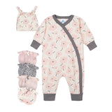 6-Piece Baby Girls Bunny Coveralls and Mittens Gift Set-Gerber Childrenswear Wholesale