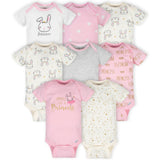 8-Pack Baby Girls Princess Short Sleeve Onesies® Bodysuits-Gerber Childrenswear Wholesale
