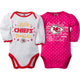 NFL 2-Pack Baby Girls Chiefs Long Sleeve Bodysuit Set-Gerber Childrenswear Wholesale